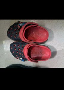 Combo Of Red  Black Clogs And School Shoes