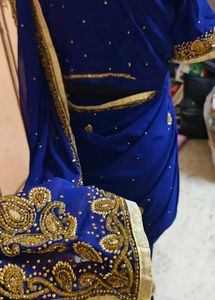 Elegant Blue daimond work Saree 🔥