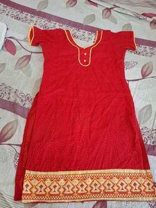 Red Printed Kurta