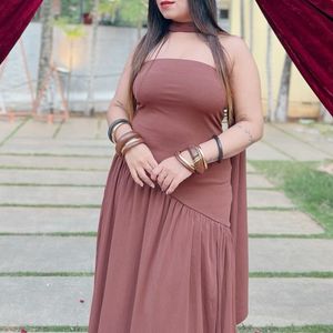 NewMe Elegant Brown Maxi Dress