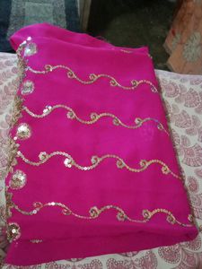 Pink Embellished Saree