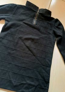 Embellished Collar Ribbed Knit Top