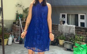 Cobalt Blue Lace Mini Dress