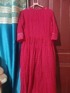 Pink Embroidered Anarkali Kurti