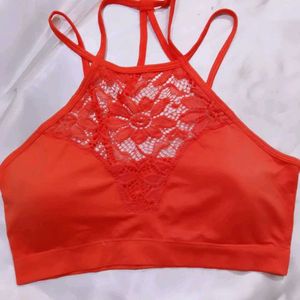 Orange Lace Bralette bra