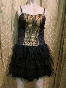Black &amp; Gold Tulle Mini Dress