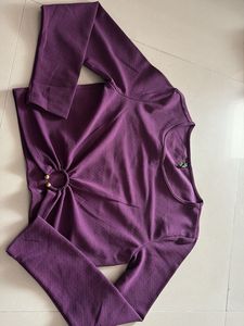 Purple Long Sleeve Crop Top