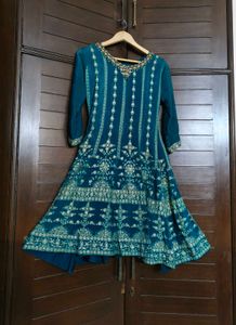 Women Green Silk Zari Embroidery Sharara Suit