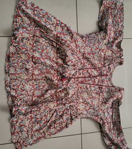 Floral Print And Flarred Top