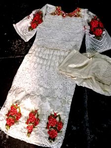 Elegant White Embroidered Kurta Set