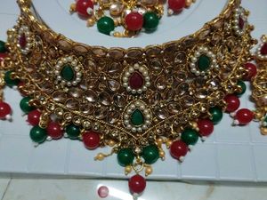 Premium Jewellery Set  With Red Hilighted Kundand