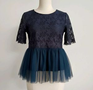 Lace Detail Peplum Top