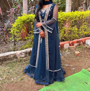 Elegant Navy Blue Anarkali Suit
