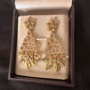 Gold plated Floral Diamond Earrings