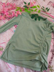 Olive Green Girl Fitted Top