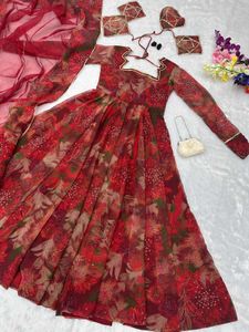 pure Organza silk Anarkali suit❤️