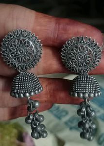 Silver Jhumka Earrings