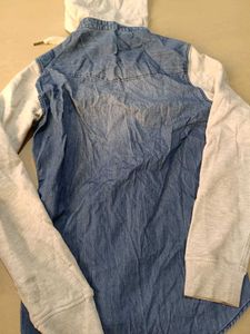 Denim Hoodie Shirt, S Size