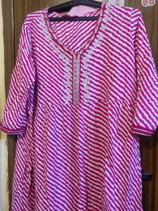 Pink Striped Kurti