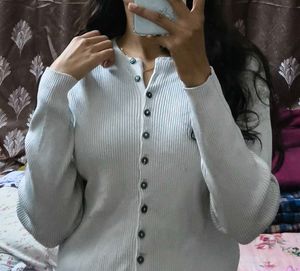 Ribbed Button-Down Cardigan