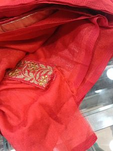 Red &amp; Gold Embroidered Saree