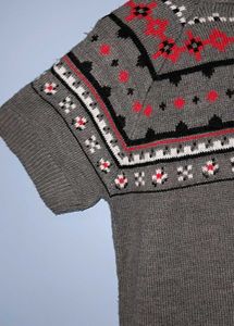 Grey Fair Isle Knit Dress For Winter