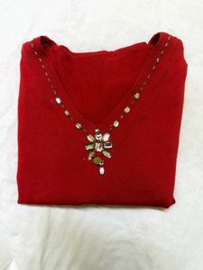Red Embellished Top