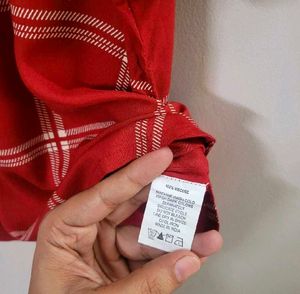 Red Checked Casual Half Sleeves ShirtCollar Women