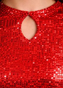 Red Luxe Keyhole Sequin Top💌