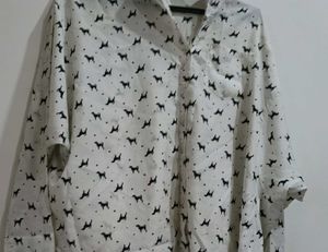 Dog Print Oversized Shirt