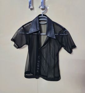 See-through Black Mesh top