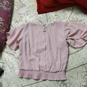 Pink Flutter Sleeve Top