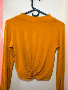 Mustard Mock Neck Long Sleeve Top