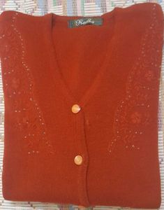 Embroidered  with Beads Wollen Cardigan