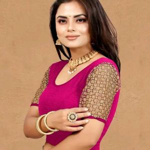 Lycra Crush Fabric Golden Sleeve Blouse For Women