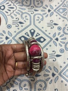 Stylish Silver &amp; Pink Bracelet