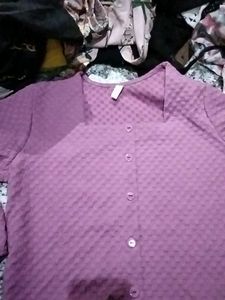 Mauve Button-Down Top