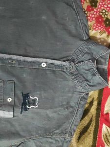 Imported Denim Short Sleeve Button Down