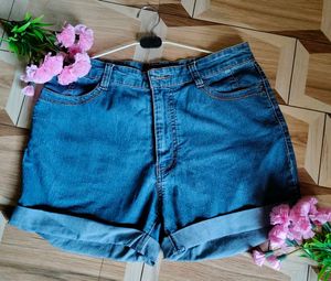 Classic High-Waisted Denim Shorts