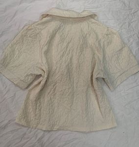 Vintage Textured Tie-Front Top