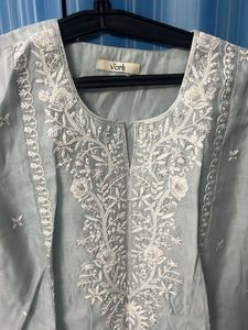 Vark Kurta Set Light Blue And White - M