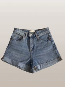 High-Waisted Rolled Hem Denim Shorts