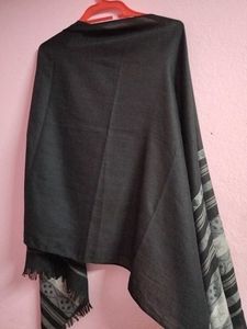 Black Striped Cotton Scarf