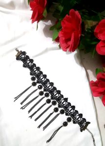 Black Fabric Lace Chokers Stylish Necklace