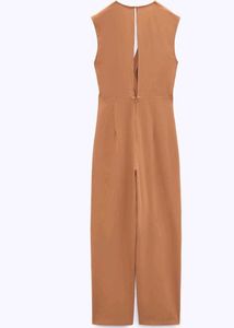 Zara Brown Belt Jumpsuit Classic Office