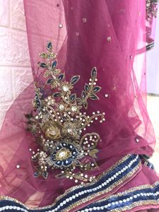 Net Embroidery And Beadwork Saree