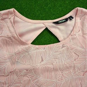 Chic Pink Lace Feather Design Top