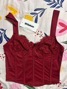 Littlebox Burgundy sweetheart neck Corset Top