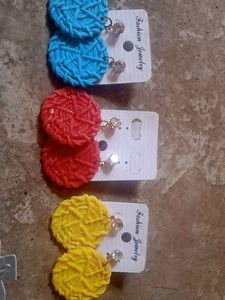 Colorful Woven Circle Drop Earrings