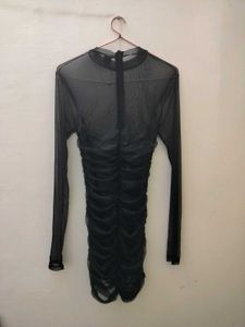 Sheer ruched dress